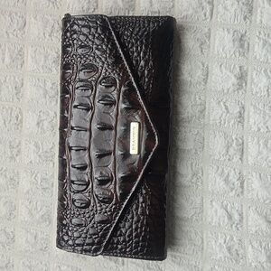 Brahmin Shiny Embossed Leather Veronica Wallet In Cocoa Ombre
